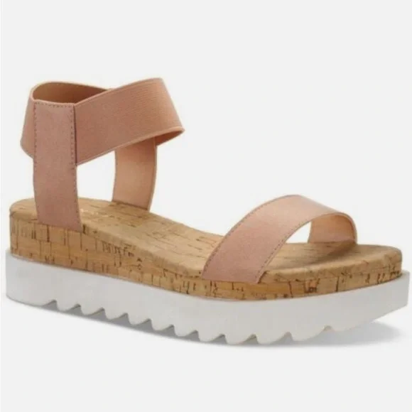 NWOT Sun + Stone Melanyy Laceless Open Toe Wedge Sandals Rose Size 9.5 - Picture 1 of 6